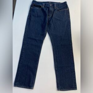Men’s J Crew 33x30 The Driggs Slim Straight Jeans Dark Wash Denim Cotton EUC